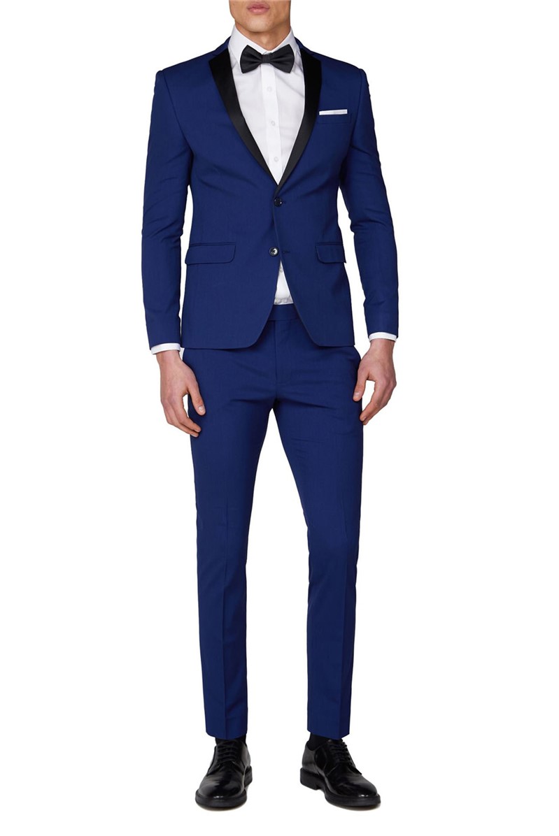 Branded Bright Blue Skinny Tuxedo Trousers