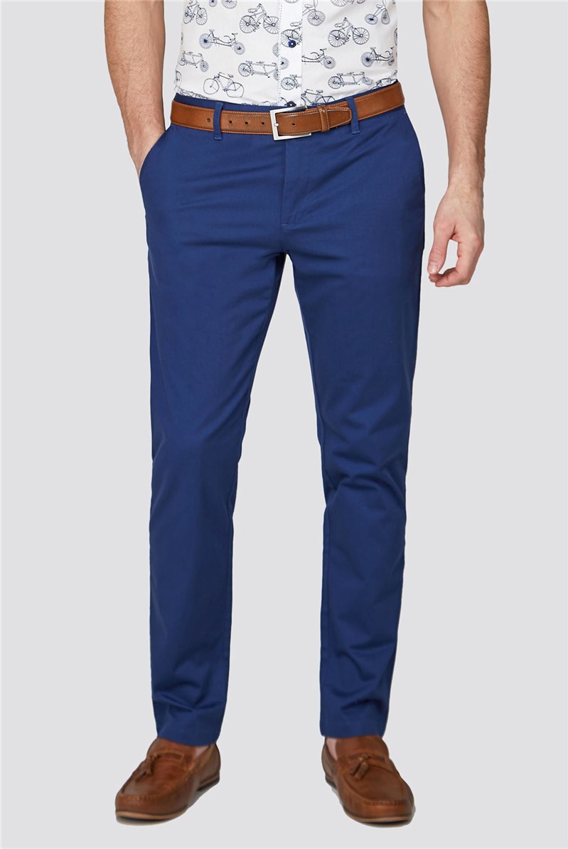  Navy Stretch Cotton Chino Trousers