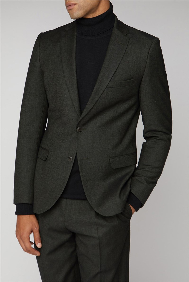  Deep Green Flannel Suit Jacket