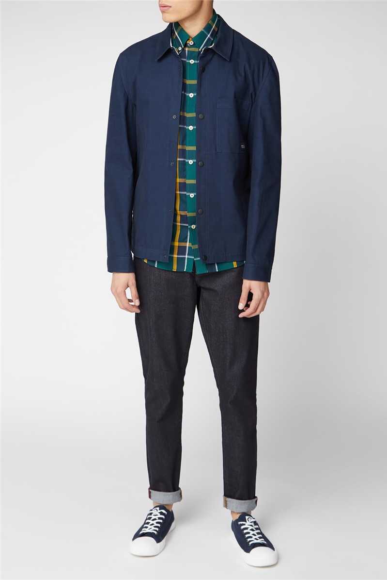  Green & Navy Textured Check Shirt