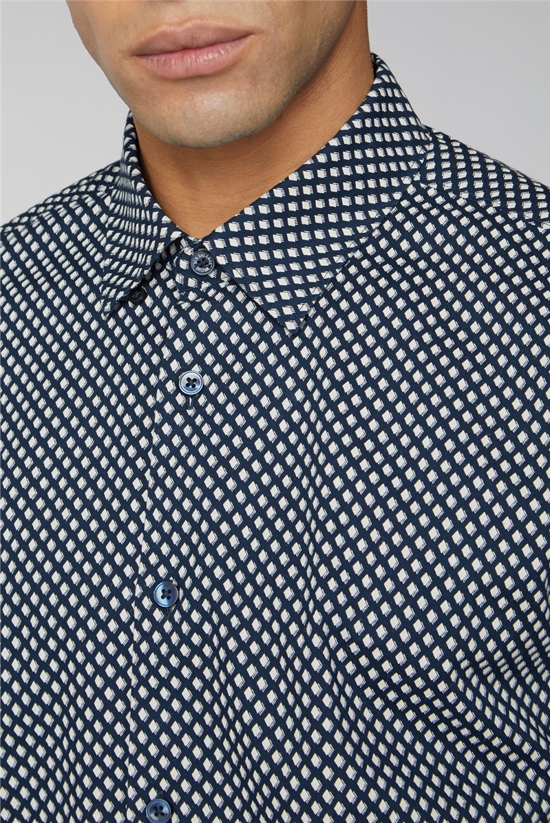  Navy & White One Print Shirt