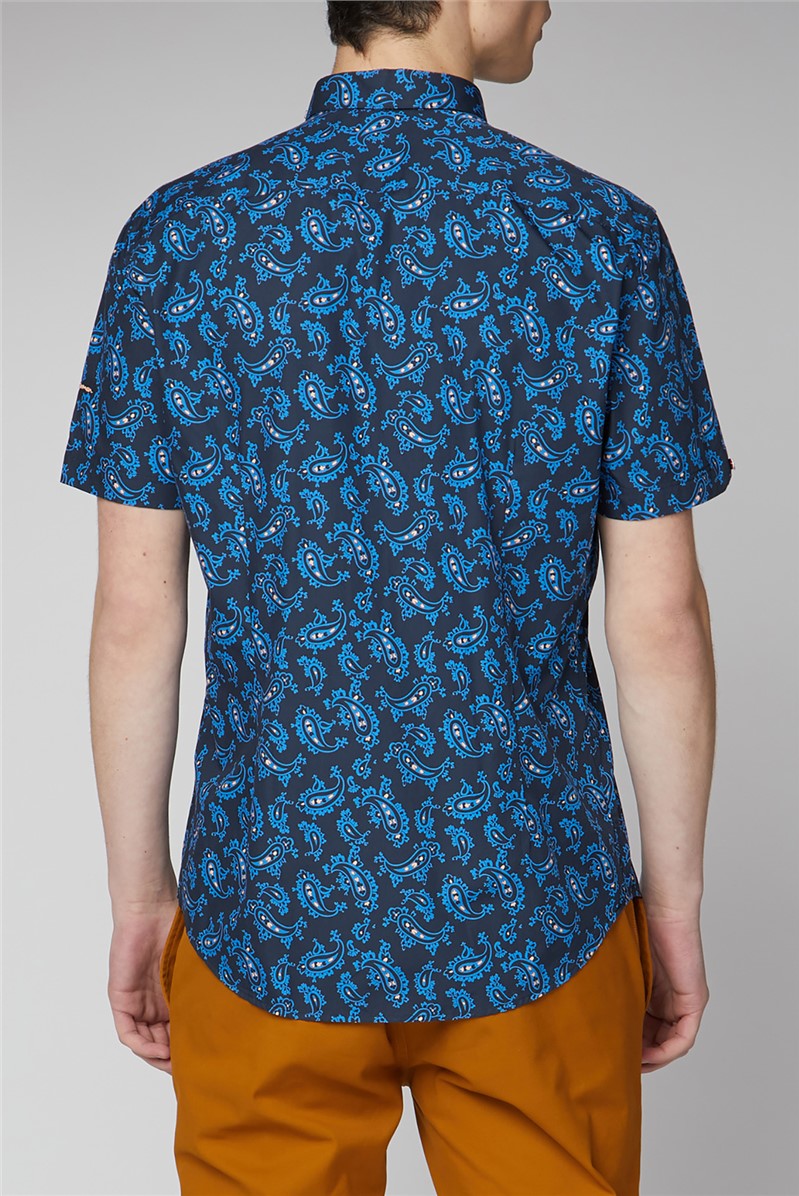 Mens short sleeve paisley on sale shirt