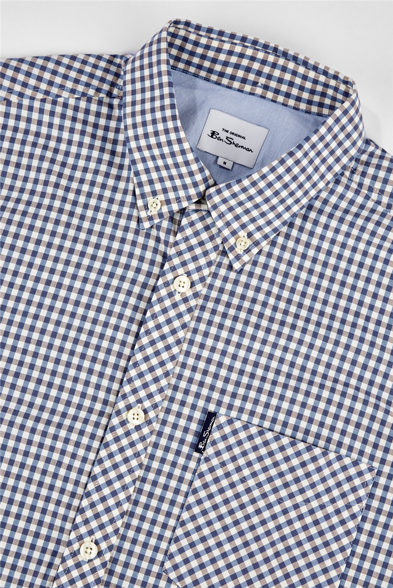 Ben Sherman | Men's Persian Blue Gingham Shirt | Suit Direct