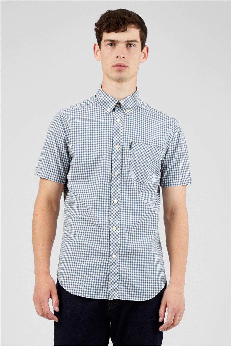 Ben Sherman | Men's Persian Blue Gingham Shirt | Suit Direct