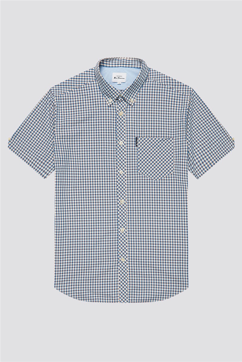  Persian Blue Signature Gingham Short Sleeved Shirt