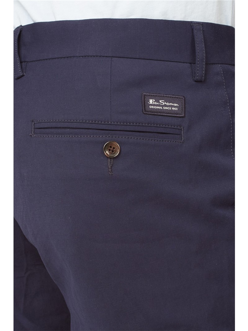 Ben Sherman | Navy Slim Fit Stretch Cotton Chinos | Suit Direct