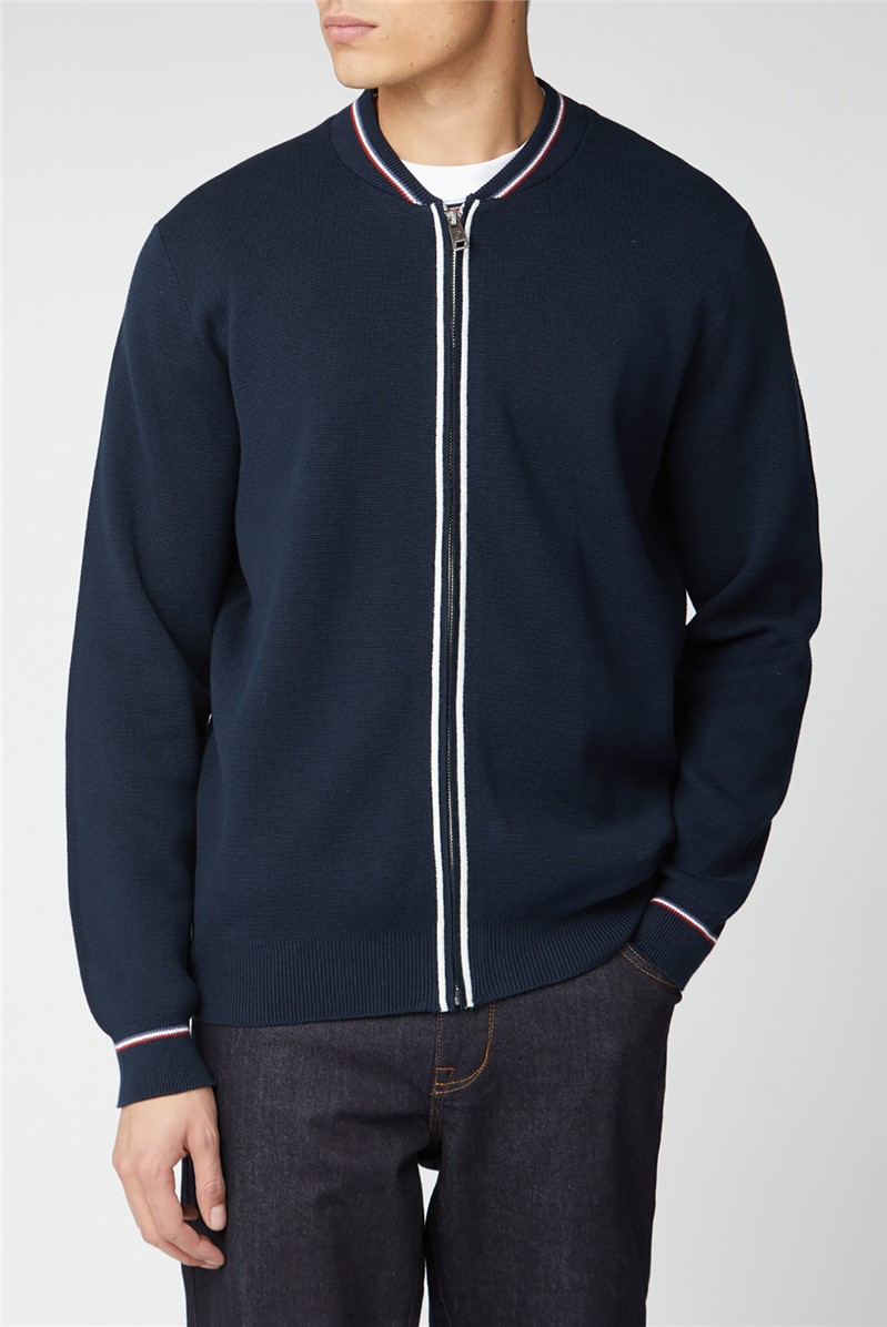 Ben Sherman Navy Zip Fasten Knitted Bomber SuitDirect.co.uk