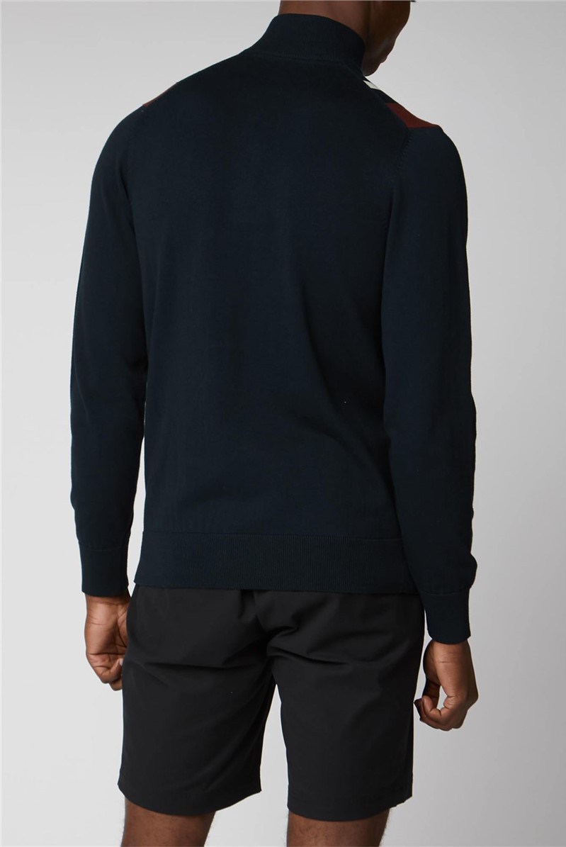  Mod Stripe 1/4 Zip Funnel Neck