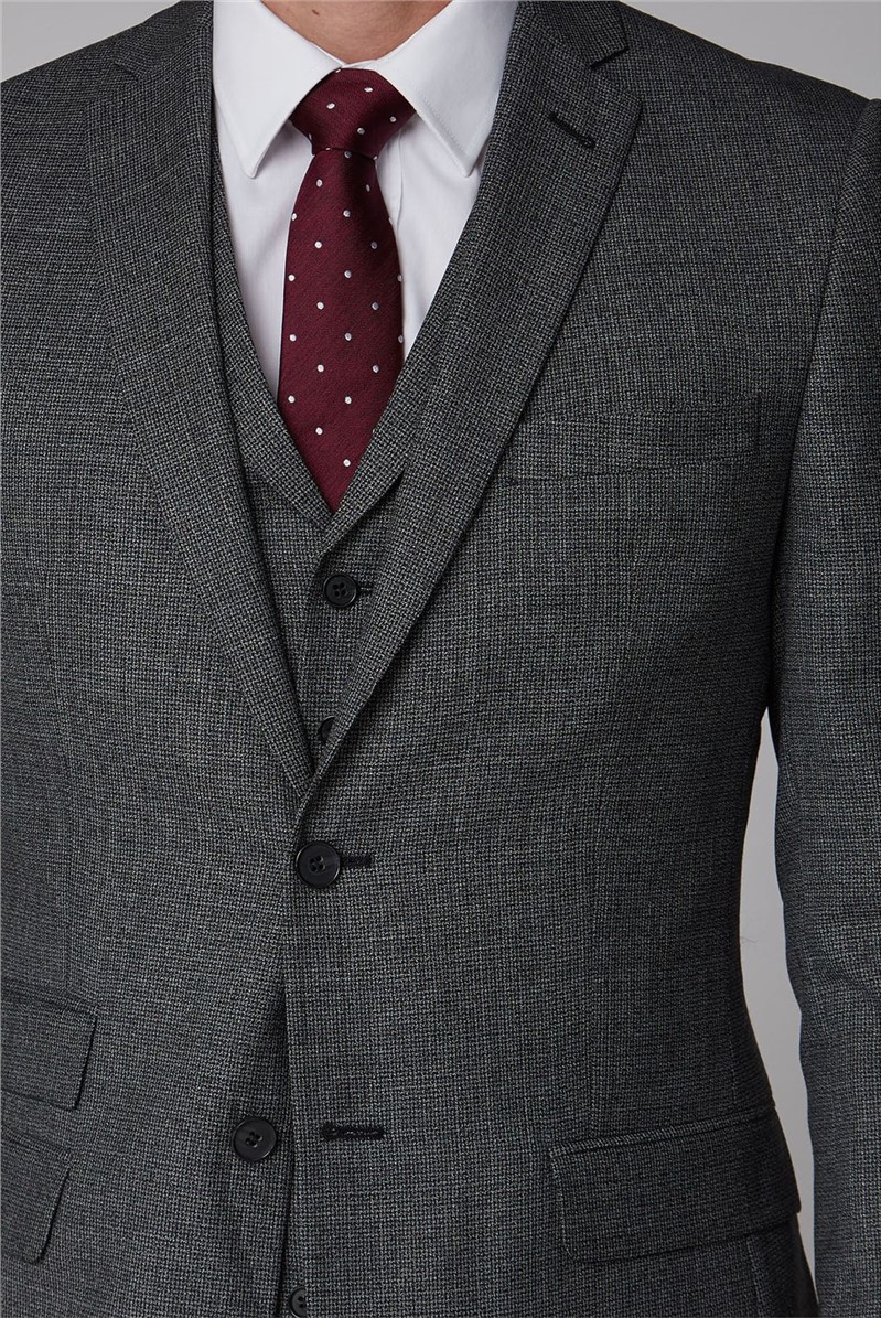  Charcoal Texture Tailored Fit Suit Jacket