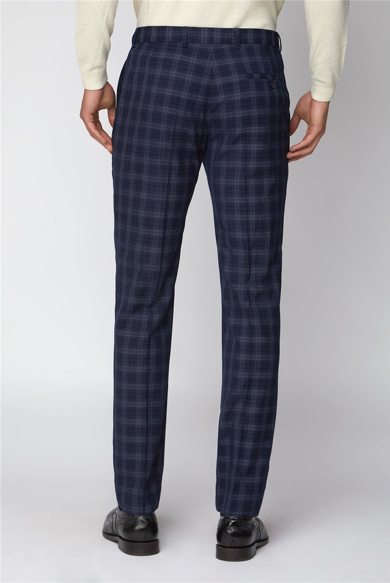 Limehaus Navy Check Slim Fit Trouser