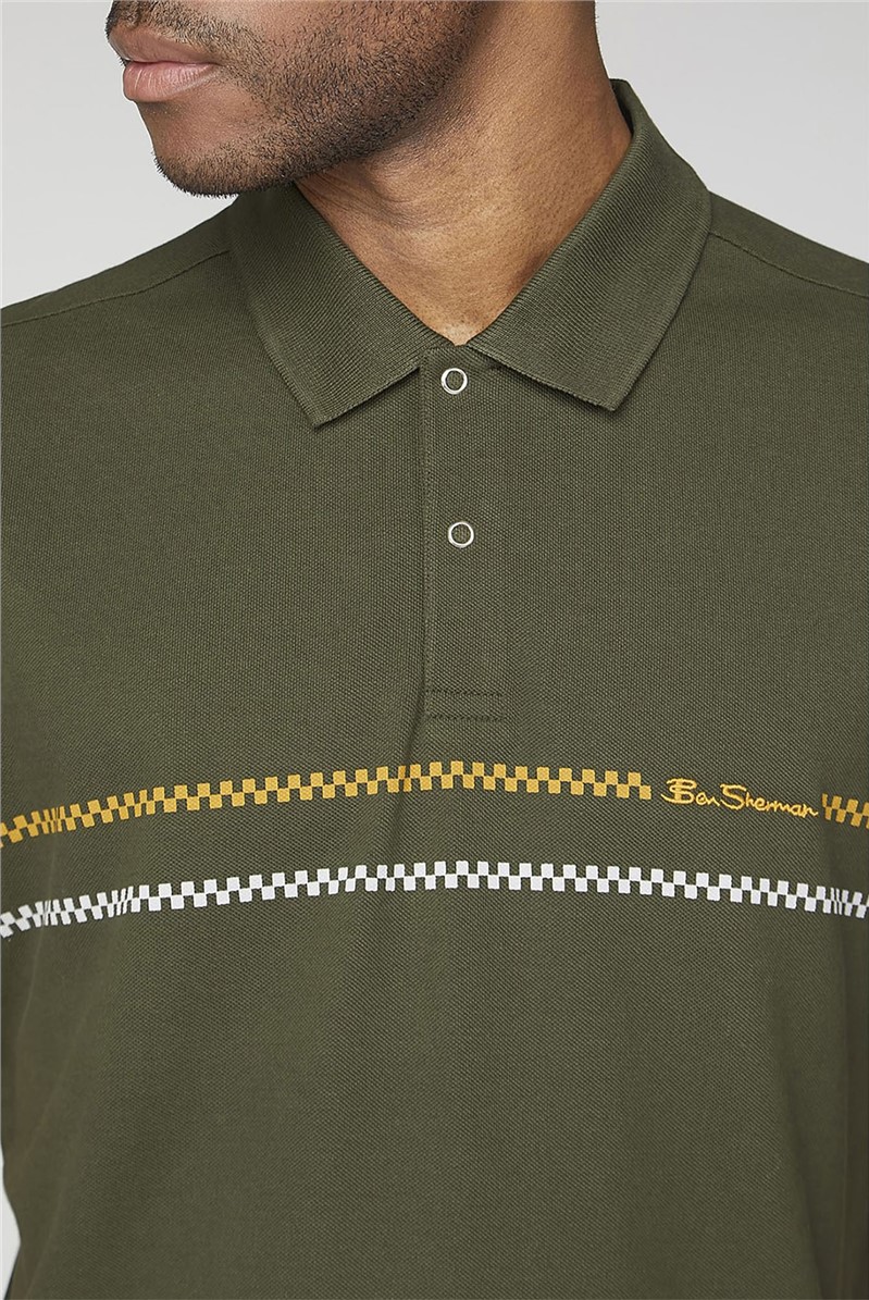 Blue And Green Stripe Pique Polo Shirt main image 1