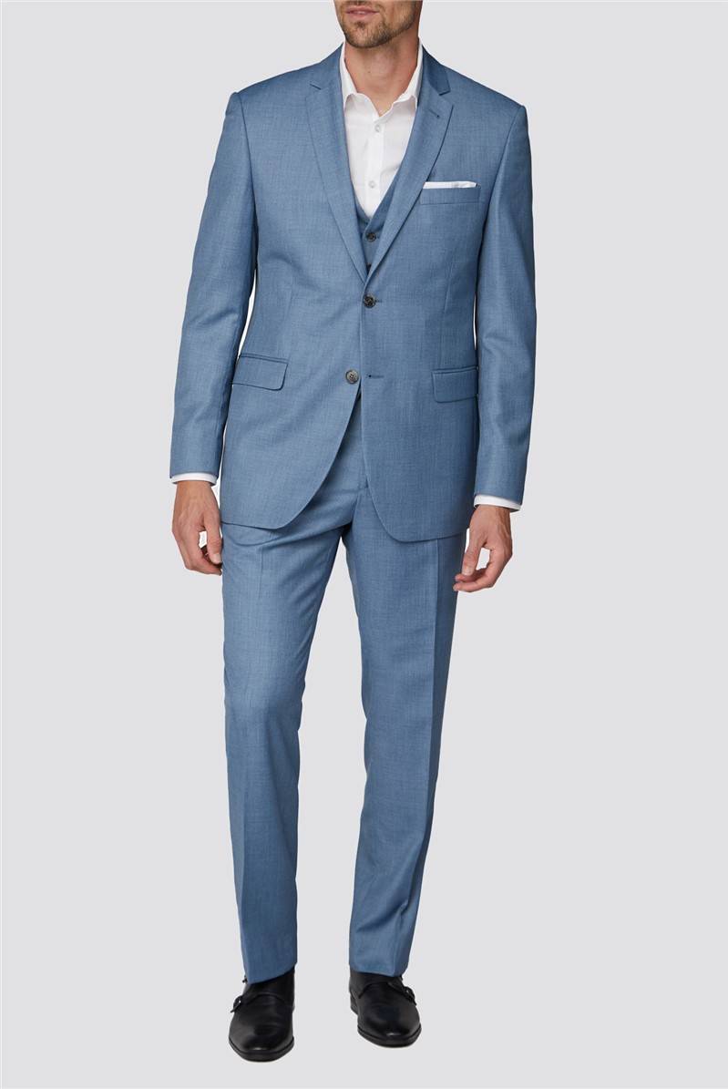  Light Blue Texture Suit Waistcoat