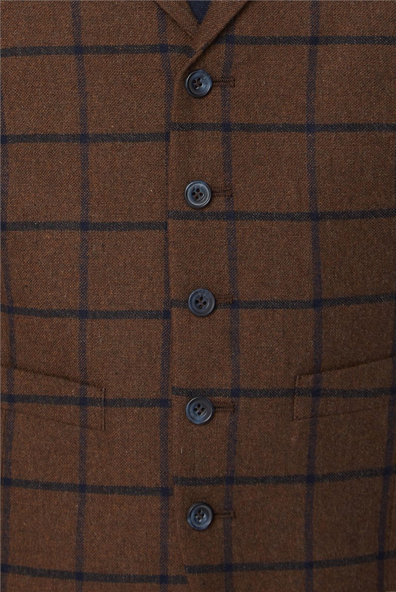 Racing Green Rust Heritage Check Waistcoat