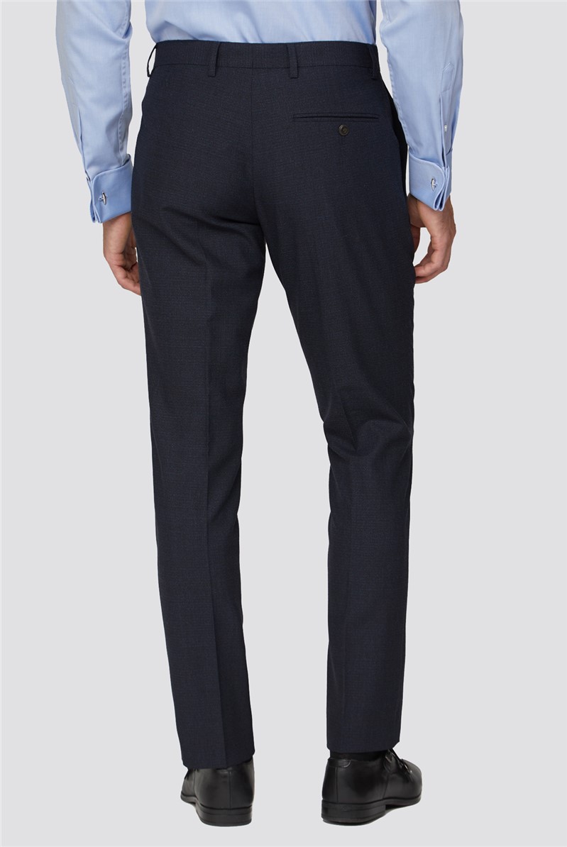  Tailored Fit Navy Texture Suit Trousers