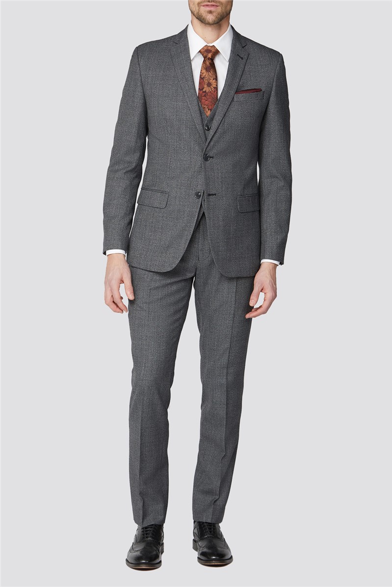  Tailored Fit Charcoal Texture Suit 