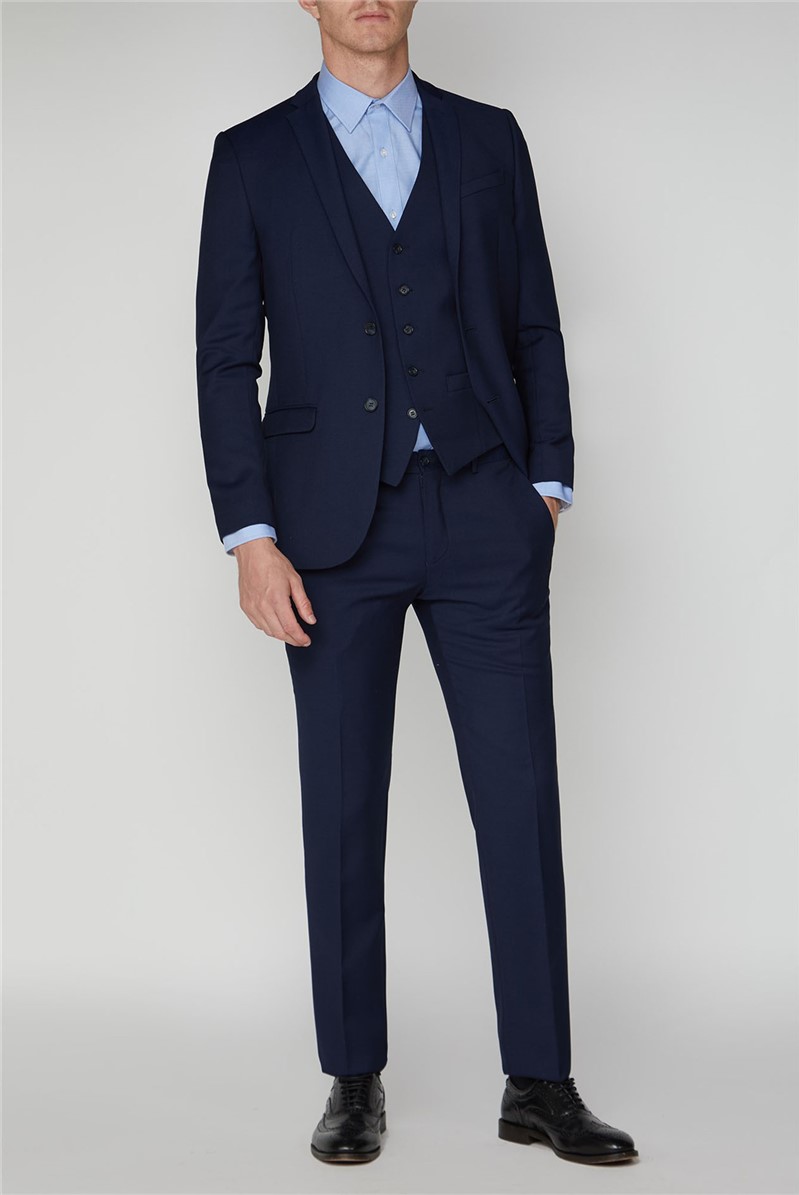  Bright Blue Semi Plain Suit Jacket