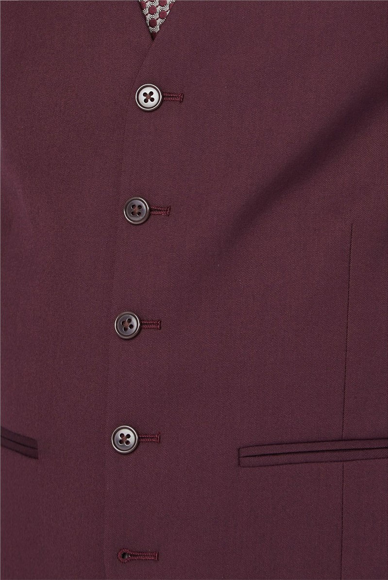  Burgundy Plain Waistcoat