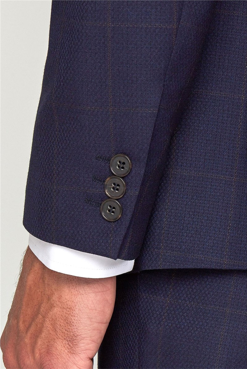 Scott & Taylor | Navy & Rust Checked 3 Piece Suit | Suit Direct