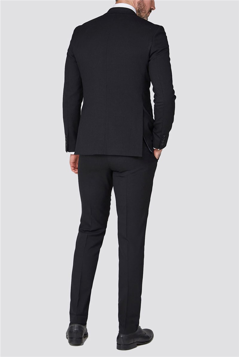 Stvdio Black Textured Performance Tailored Fit Suit Jacket