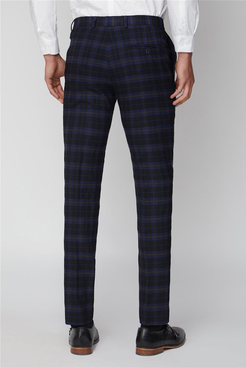 Ben Sherman | Blue & Mustard Check Slim Trousers | Suit Direct