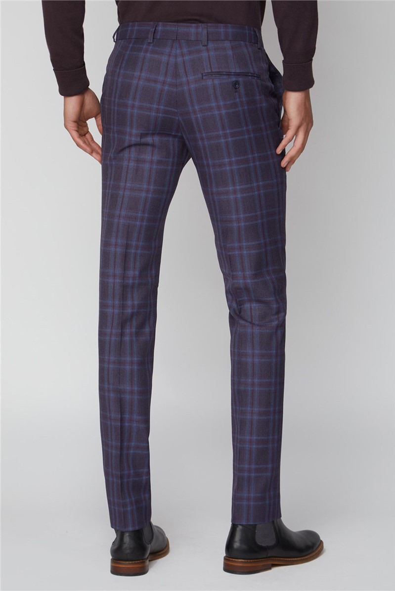  Purple Check Skinny Fit Suit Trouser