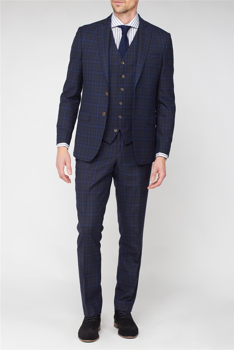 Stvdio Blue Green Jaspe Check Ivy League Suit Jacket