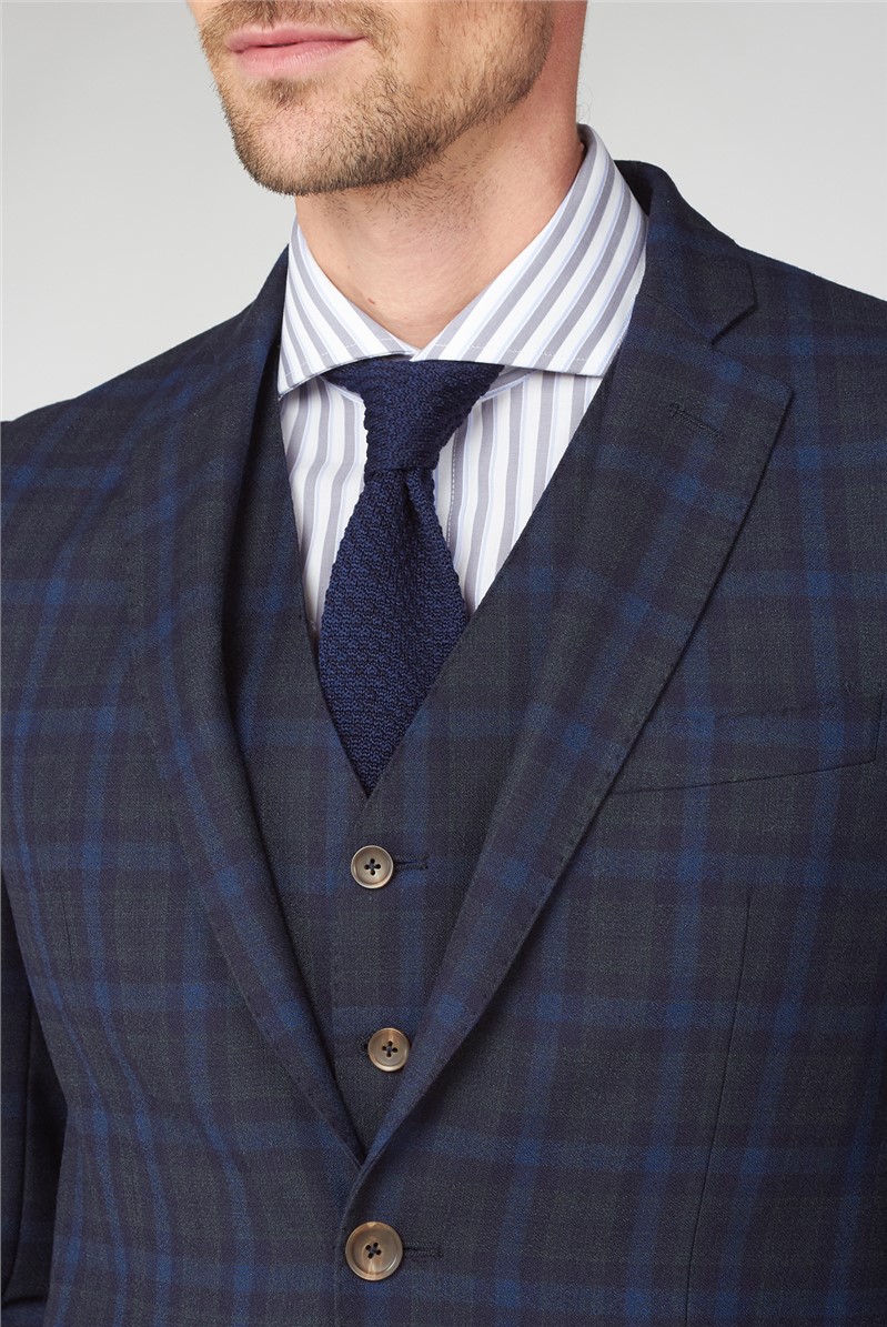 Stvdio Blue Green Jaspe Check Ivy League Suit Jacket