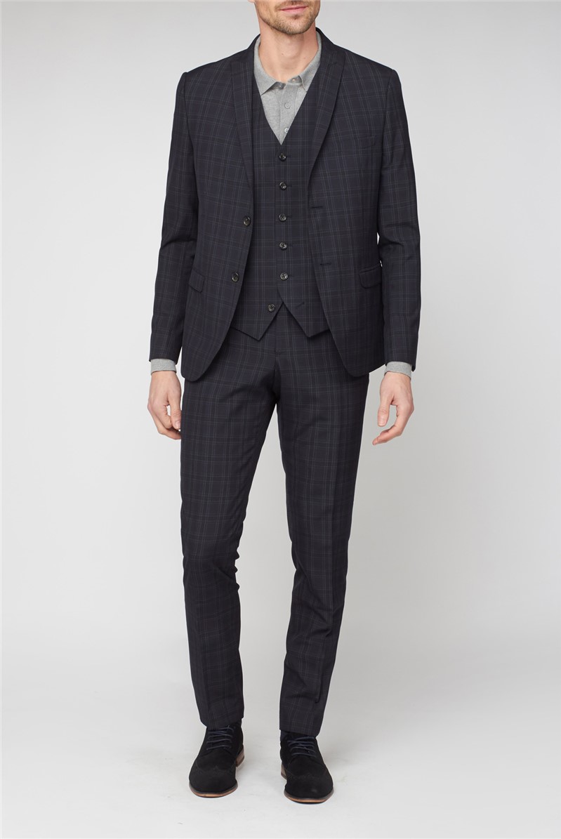 Deep Blue Check Super Slim Fit Suit