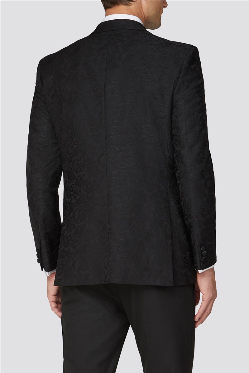 Black Jacquard Regular Fit Jacket