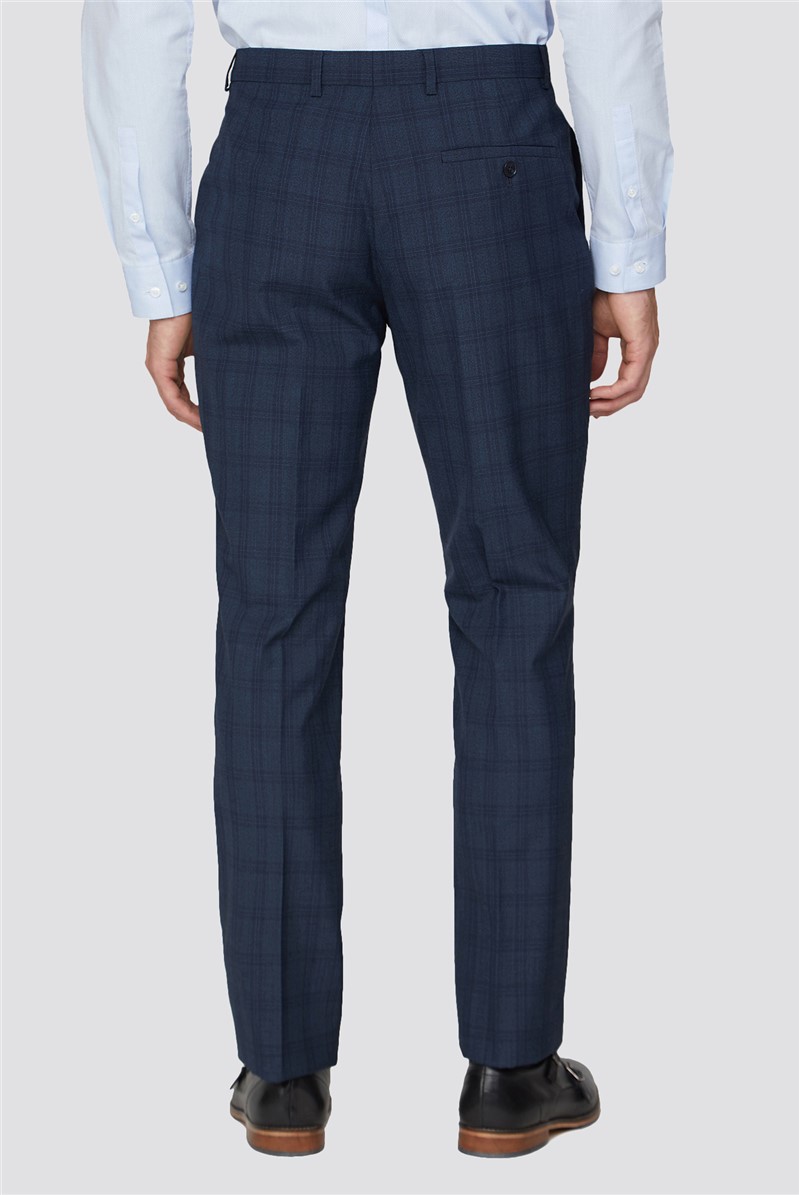 Jeff Banks Blue Check Regular Fit Suit Trousers | Suit Direct