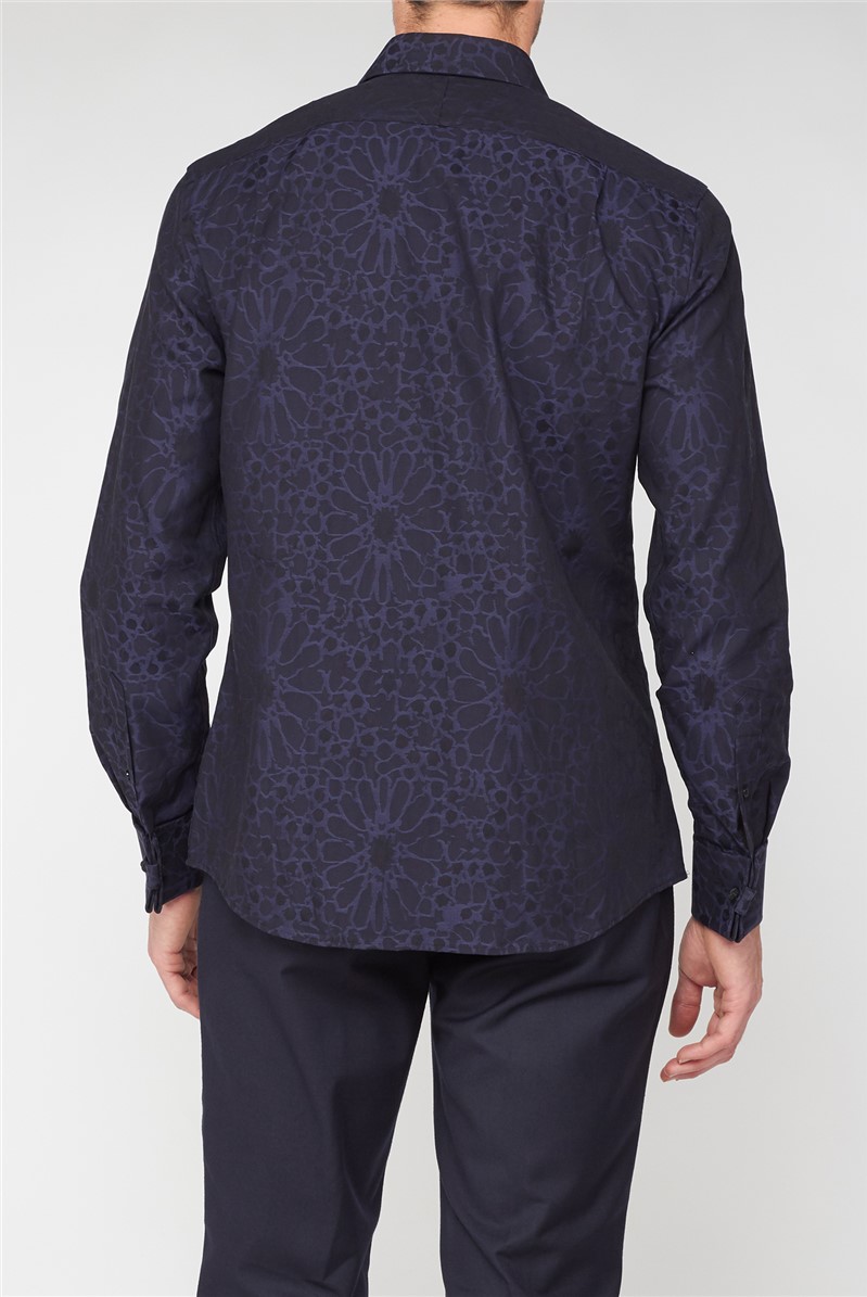 Black Large Floral Jacquard Shirt - Jeff Banks | Suit Direct