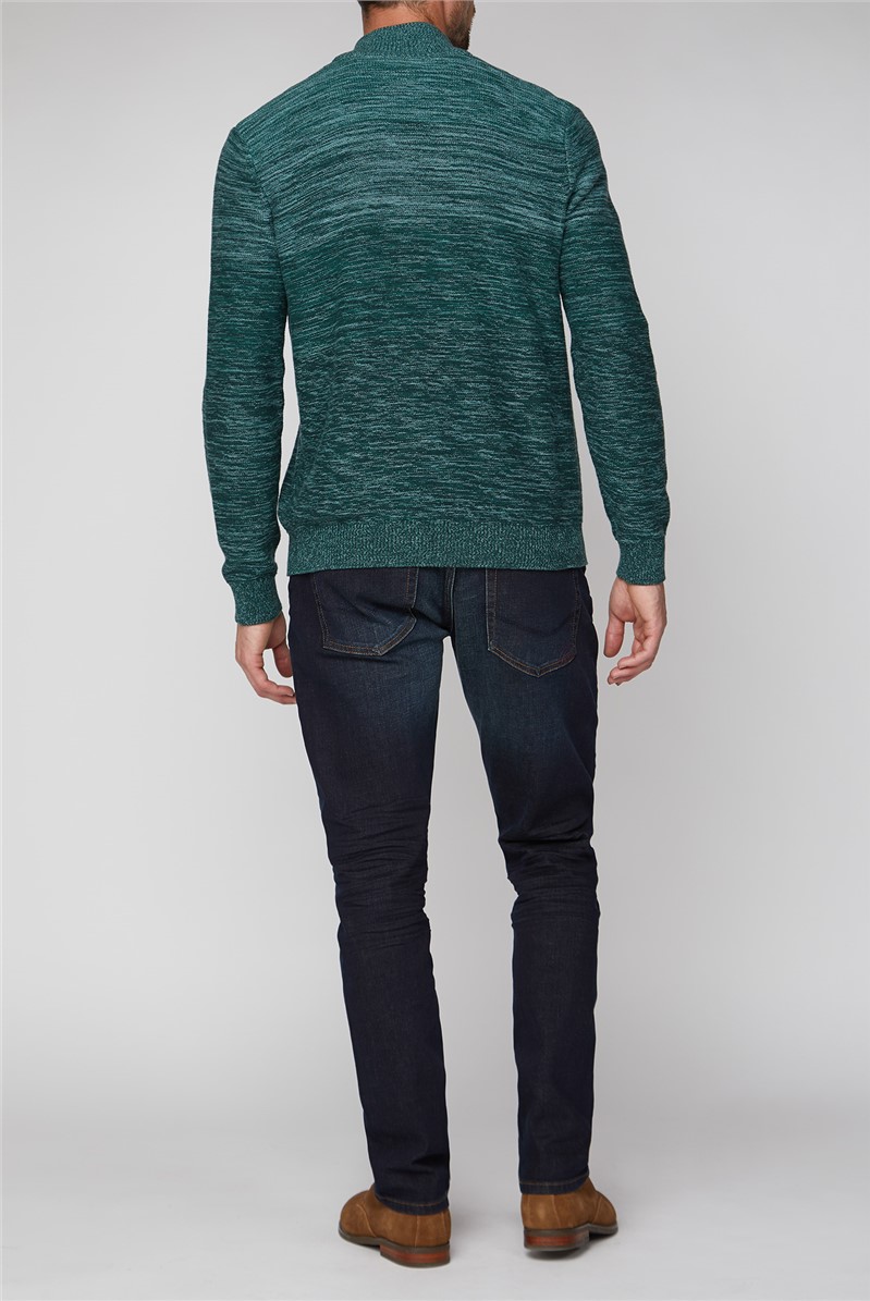  Green Space Dye Half Zip Jumper