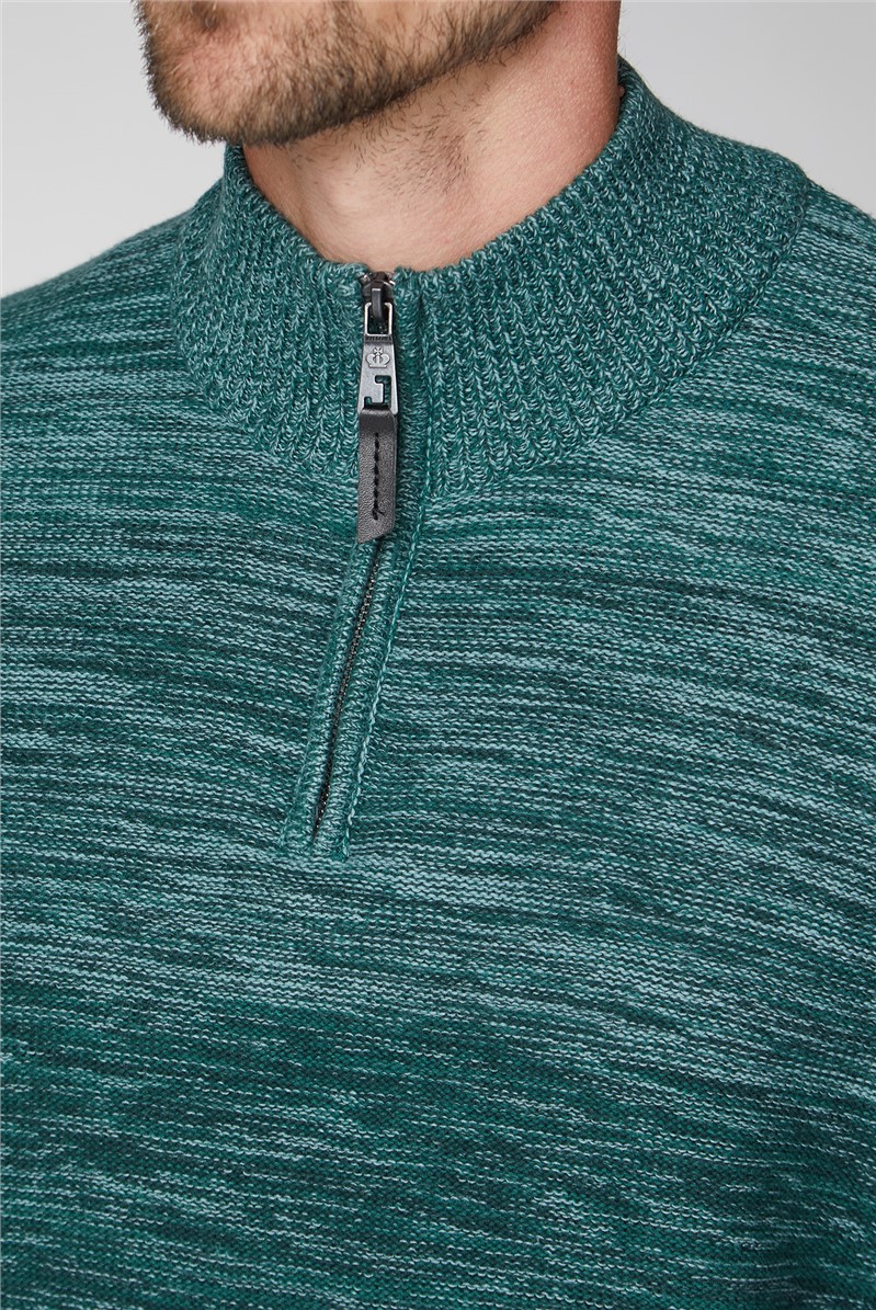  Green Space Dye Half Zip Jumper