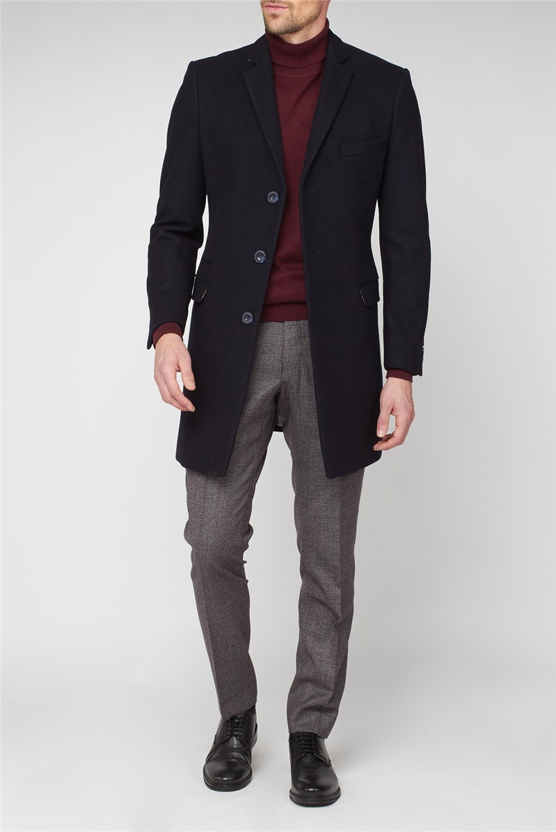  Navy Melton Overcoat