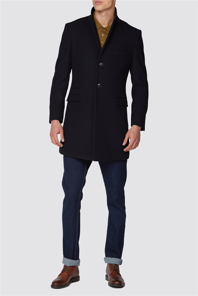  Navy 3D Structure Overcoat