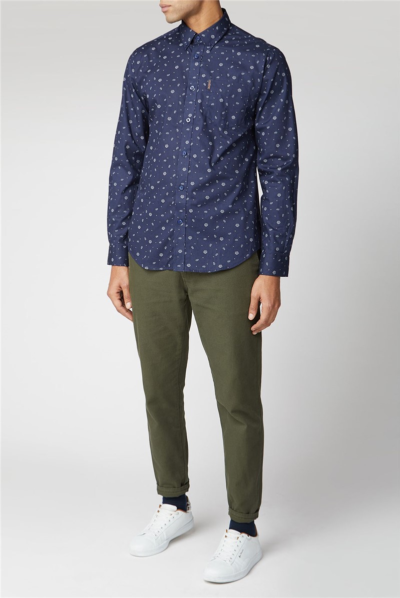  Long Sleeve Rose Scatter Print Shirt