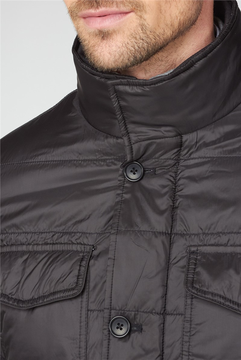 Black Quilted Casual Jacket