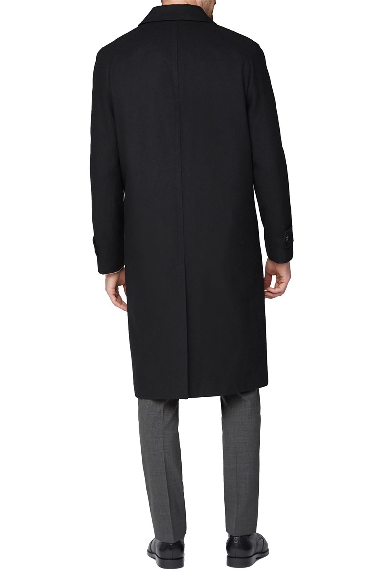 Jeff Banks | Black Wool Blend Overcoat | Suit Direct