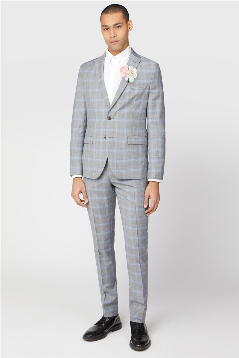  Skinny Fit Ice Grey Suit Jacket