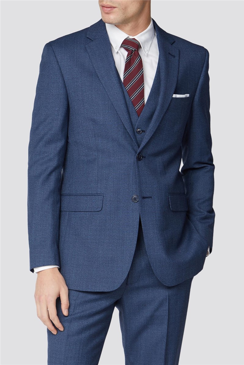  Bright Blue Texture Slim Fit Suit Jacket