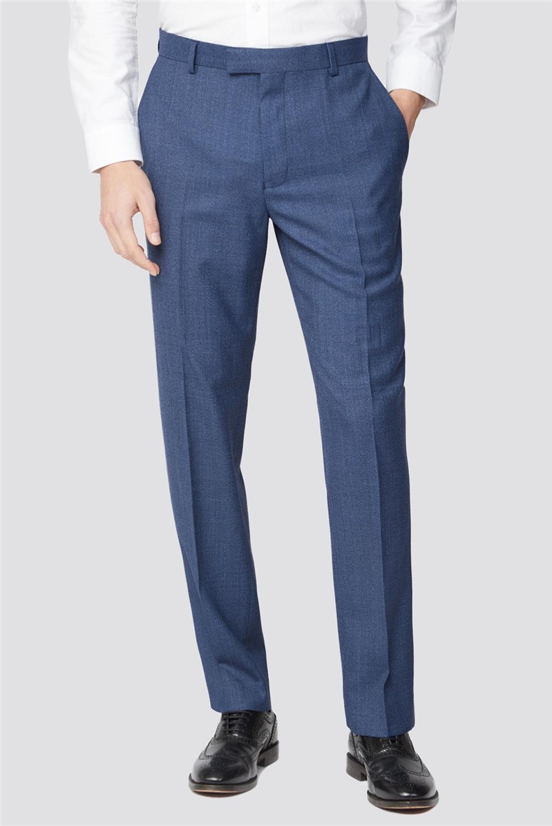  Bright Blue Texture Slim Fit Suit Trouser