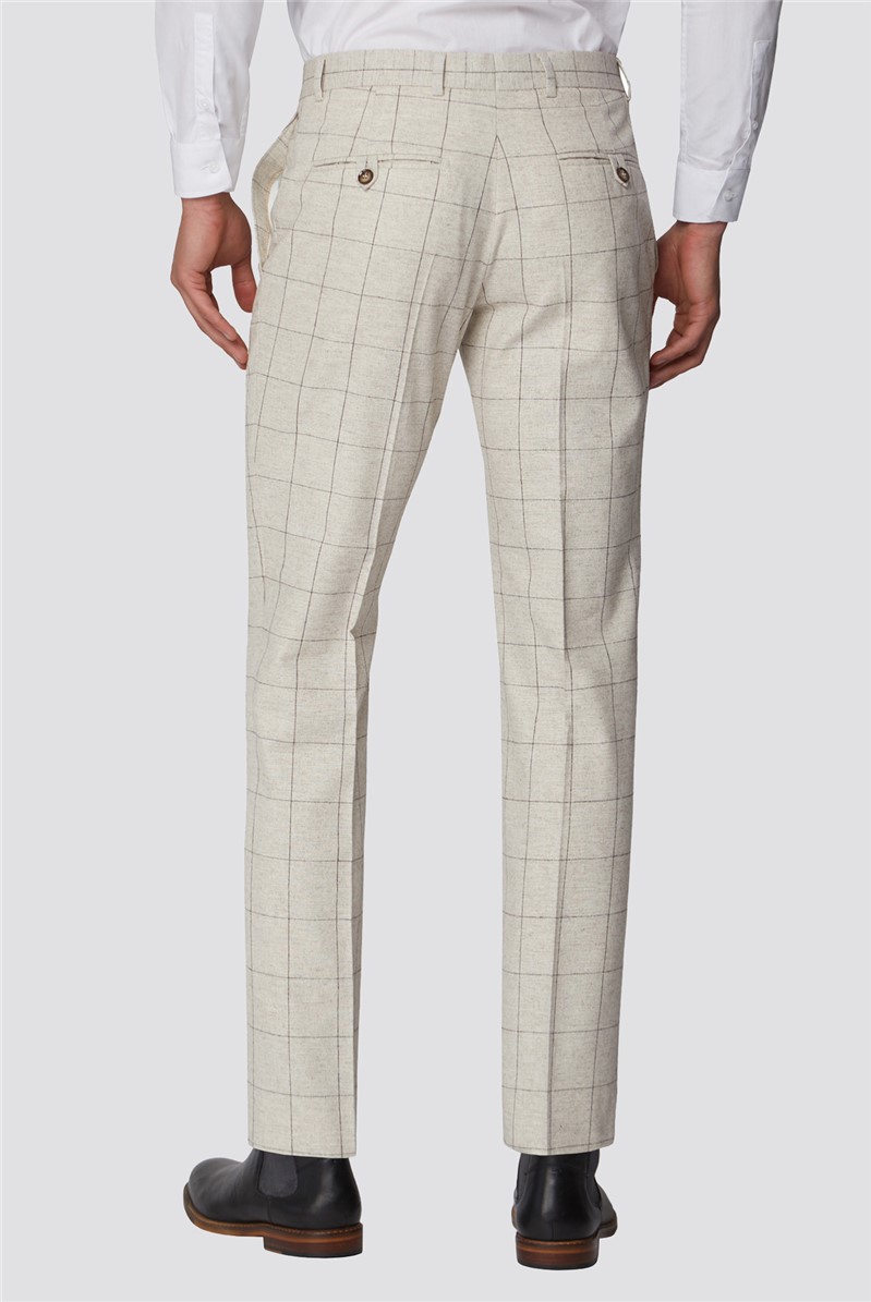 Racing Green Taupe with Berry Overcheck Slim Suit Tweed Suit Trouser