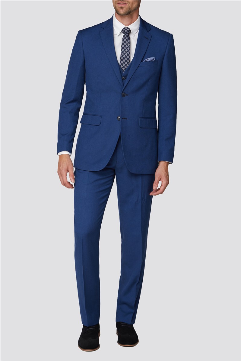  Blue Semi Plain Tailored Fit Suit