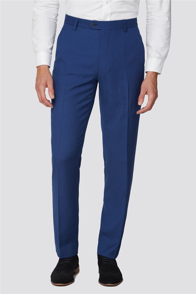  Blue Semi Plain Tailored Fit Suit Trouser