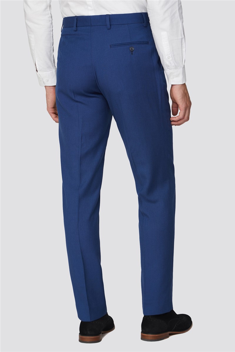  Blue Semi Plain Tailored Fit Suit Trouser