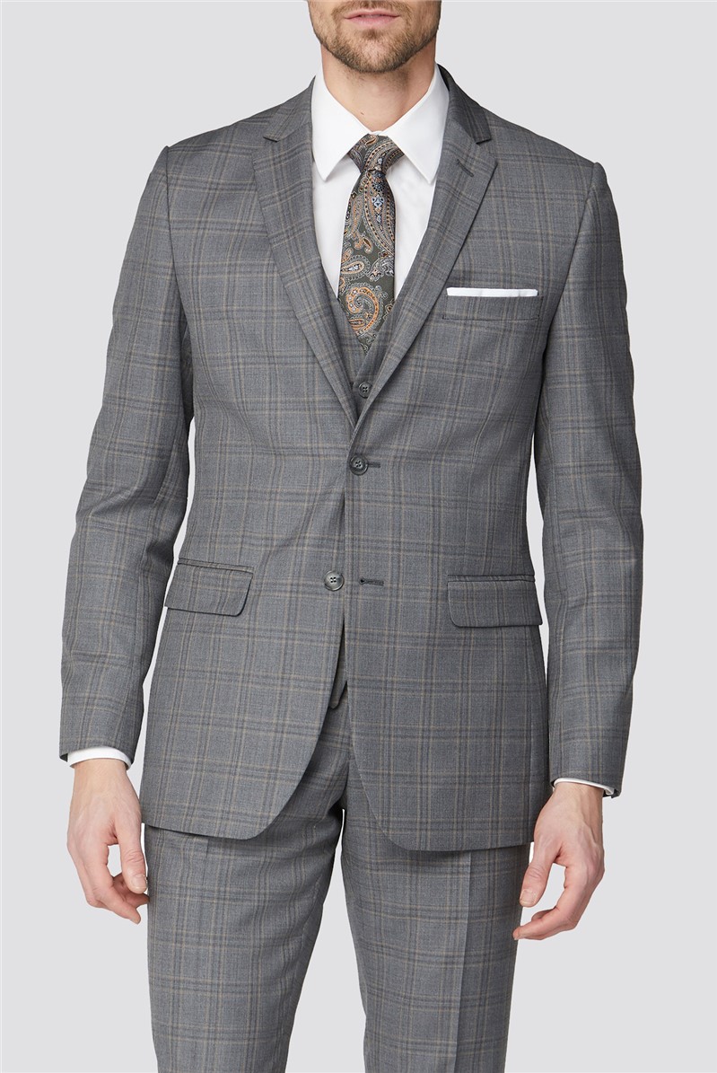 Alexandre Silver Regular Fit Grey Tonal Check Jacket