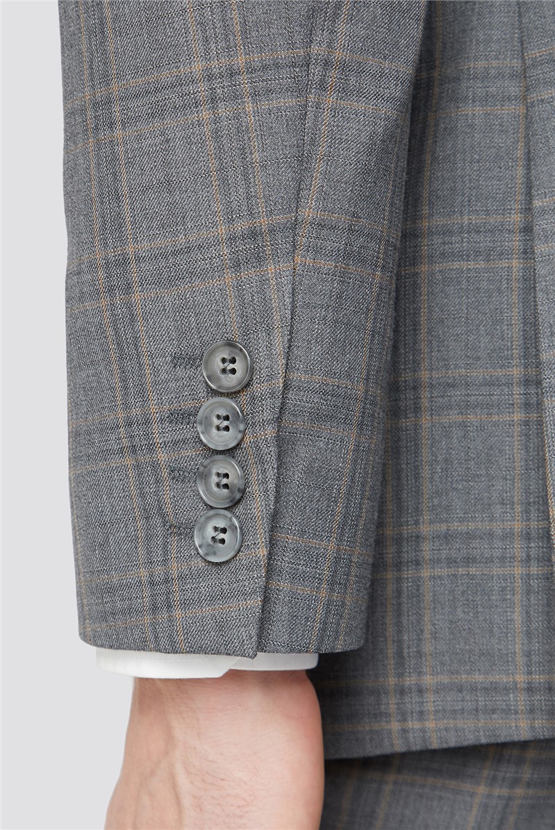 Alexandre Silver Regular Fit Grey Tonal Check Jacket