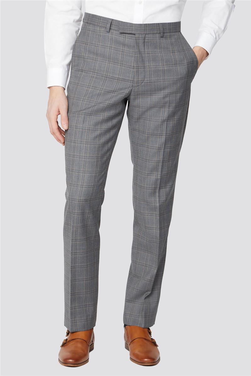 Mens grey best sale plaid dress pants