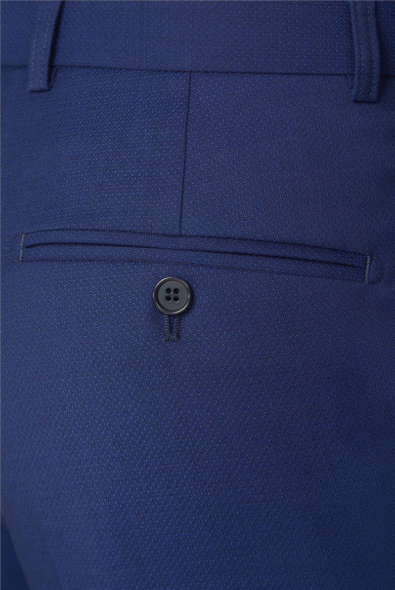 Blue Texture Regular Fit Suit Trousers