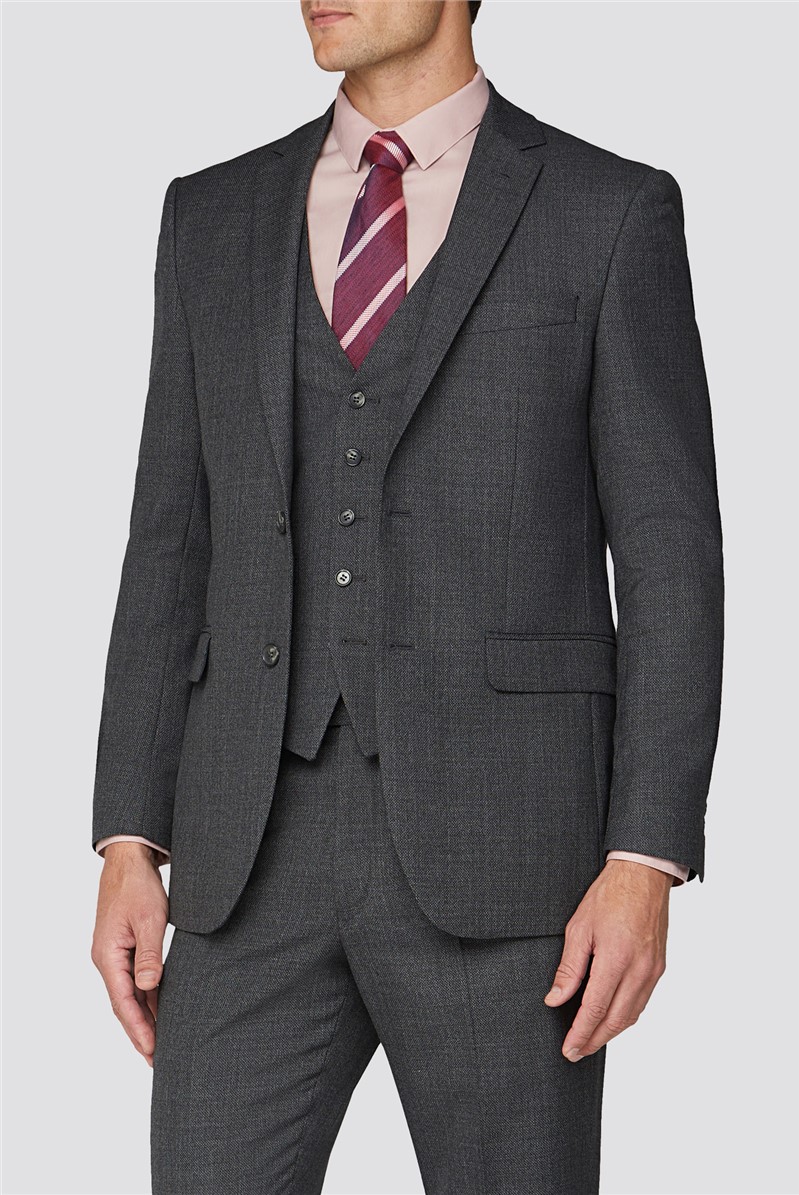 Alexandre Silver Charcoal Texture Regular Fit Suit Jacket